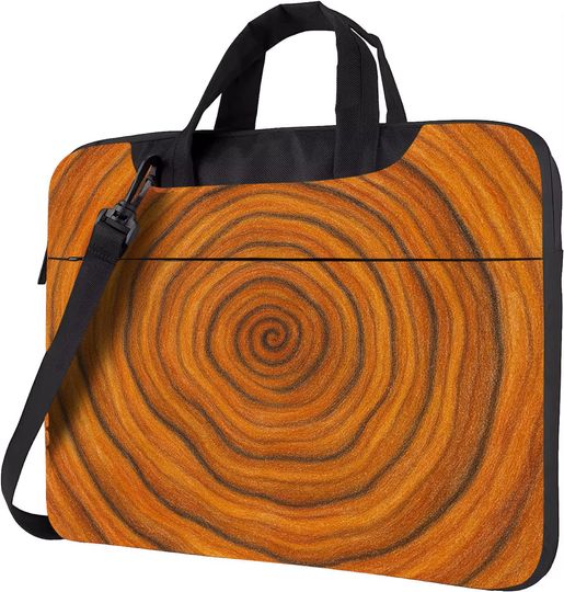 Discover Earth-Tone Spiral Laptop SleeveArtistic Woodgrain Swirl Design in Warm Browns and Oranges for Nature Lovers, Artists Creative Professionals