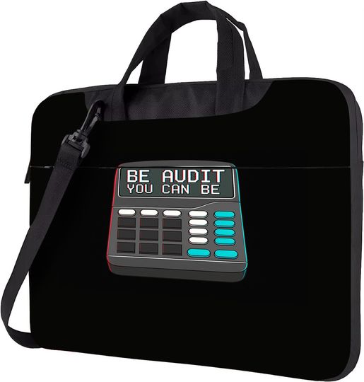 Discover Funny Accounting Laptop Bag  "Be Audit You Can Be" Quote Case, Nerdy Calculator