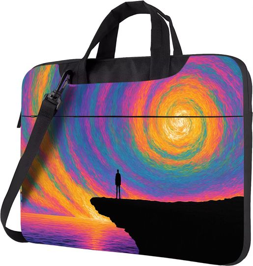 Discover Surreal Sunset Cliff Laptop Bag  Vivid Psychedelic Swirl Design Work Tote, Laptop Bag 13 14 15.6 inchs, Laptop Shoulder Bag