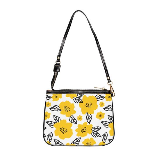 Discover Stylish Small Faux Leather Purse Shoulder Bag Yellow Floral Design