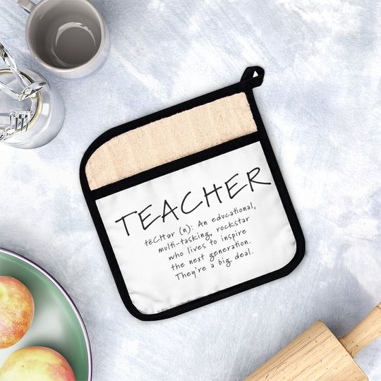Discover Pot Holder with Pocket, Teacher Gift, Oven Mitt, Best Teacher, Kitchen Decor, Teacher Decor, Educational Rockstar