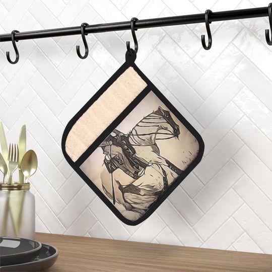 Discover Reining Horse Pot Holder with Pocket