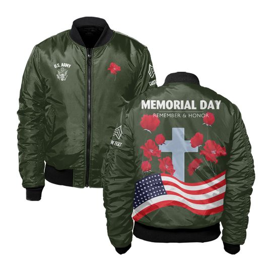 Discover Memorial Day: Remember & Honor Our Veterans Bomber Jacket