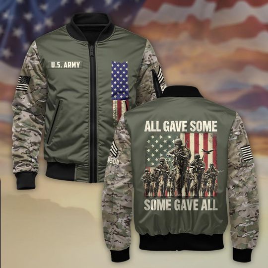 Discover Customized US Veteran March of the Brave:  All Gave Some, Some Gave All Bomber Jacket