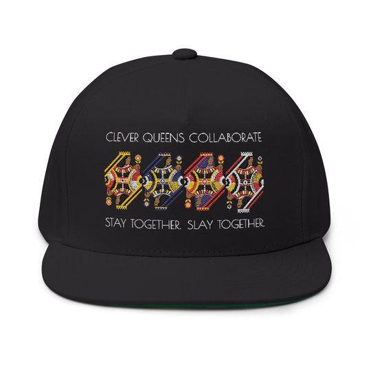 Discover Embroidered Cap, Clever Queens Collaborate, Women Teamwork Empowerment, Card Game Style Design, Stay Together, Supporting Each Other