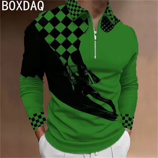 Discover Plaid Graphic 3D Print Long Sleeve Zippers