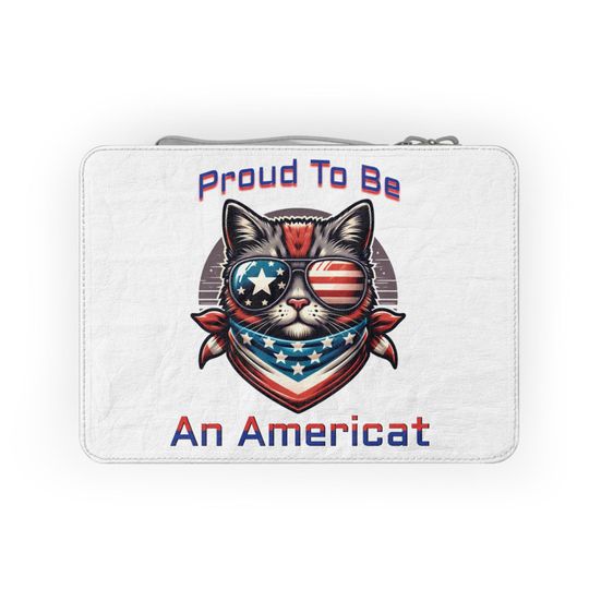 Discover Eco-Friendly Proud To Be An Americat Lunch Bag, Brown Bag Lunch, Reusable Snack Sack, Sustainable Lunch Bag, Pencil Holder, Cute Cat Gift