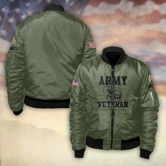 Discover Customized US Veteran Proudly Served - Bomber Jacket