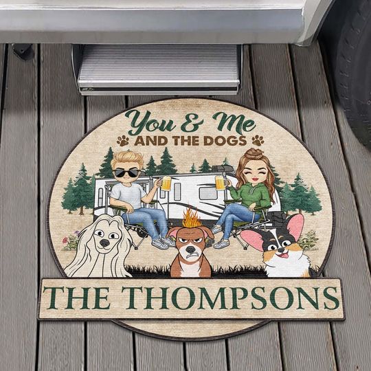 Discover          You & Me And The Dogs Cats - Gift For Camping Couples, Pet Lovers - Personalized Custom Shaped Doormat       