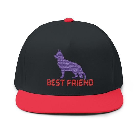 Discover German Shepherd Flat Bill Embroidered Cap - Best Friend