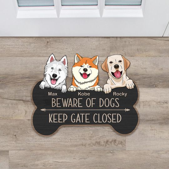 Discover Beware Of The Dog - Personalized Dog Shaped Doormat