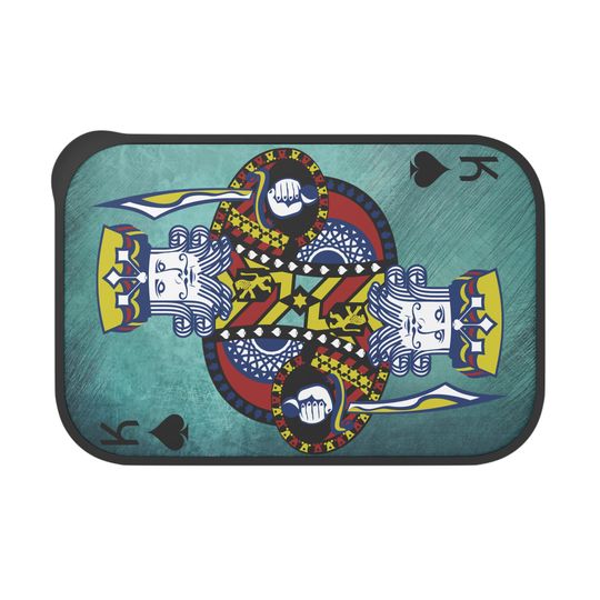 Discover Playing Card Vintage Stylish Bento Box with Band and Utensils, King of Hearts Design