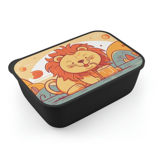 Discover Happy Lion Montessori PLA Bento Box with Band and Utensils