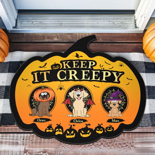 Discover Keep It Creepy Gift For Pet Lovers With Halloween Monsters - Personalized Doormat