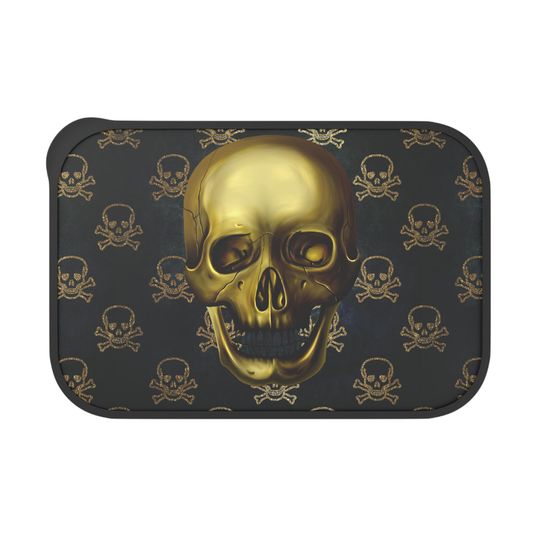 Discover Gothic Gold Skull Bento Box, Unique Lunch Container, Meal Prep