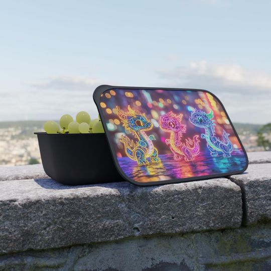 Discover Neon Dragons PLA Bento Box - Single-Compartment Lunch Box