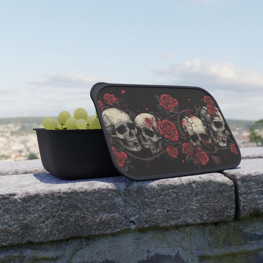 Discover Skulls and Roses PLA Bento Box - Single-Compartment Lunch Box