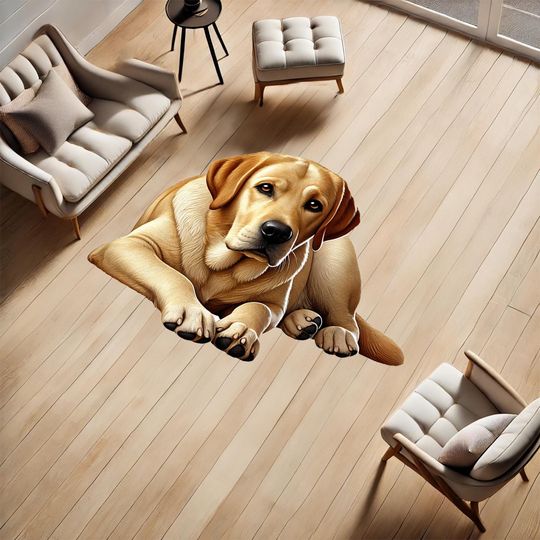 Discover Shaped Rug, Labrador Retriever, Dog Patterned, Friend, Animal Rug, Cool Rug, Non-Slip Rug, Young Room, Gift, Anniversary Gift, Brown