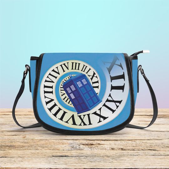 Discover Vegan Leather TARDIS Saddle Bag  Geeky Sci-Fi Handbag Inspired by Time Travel