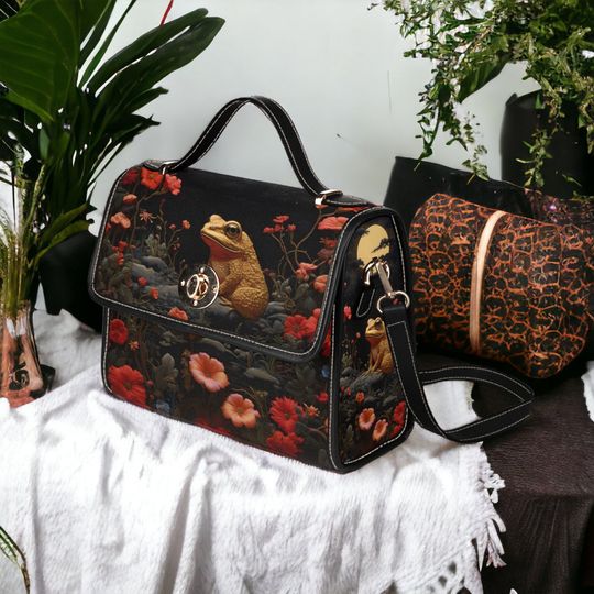 Discover Toad and Floral Handbag, Boho Naturecore Frog HandBag