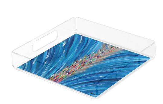 Discover Crossing the Red Sea Acrylic Tray | Acrylic Matzah Tray | Modern Judaica | Passover Decor | Unique Jewish Gifts - 8x8x2 inches