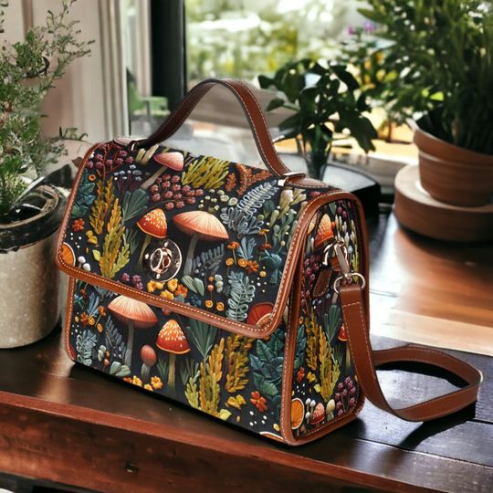 Discover Boho Mushrooms Cottagecore Canvas Satchel bag