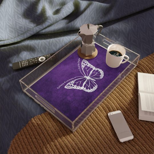 Discover Epilepsy Awareness Butterfly Acrylic Serving Tray