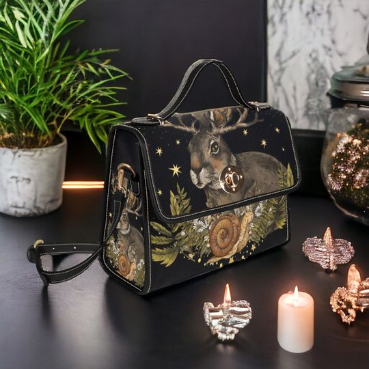 Discover Dark Cottage Goth Celestial Jackalope Rabbit and Snail Satchel bag