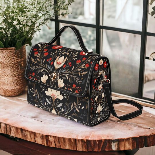 Discover Boho FAUX-Embroidery Folk Art Cottagecore Flower Garden Satchel bag