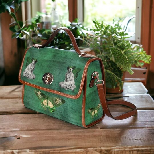 Discover Absinthe Fairy Witchy Canvas Satchel bag, Absinthe Butterfly Handbag
