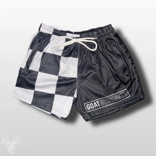 Discover Half Checkered Pattern Mesh Shorts