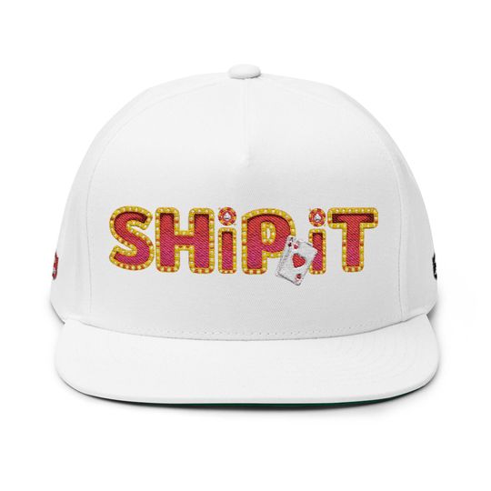 Discover PokerTrendy Flat Bill Cap, Embroidered Ship it cap, Perfect for poker event.