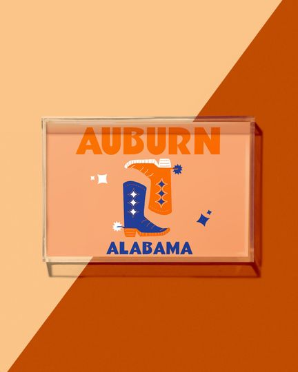 Discover Small Acrylic Tray | Kickoff Collegiate Collection - Auburn, Albm | Perfect for dorm rooms, desks, gifts, college, vanity