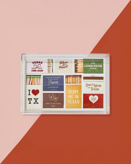 Discover Texas Matchbook Small Tray | Coffee Table, Bar Cart or Desk Accessory, Birthday, Hostess Gift, Home Decor, Texas , House Warming