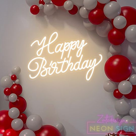Discover Happy Birthday Sign, Custom Happy Birthday Neon Sign, Birthday Party Sign, Birthday Party Backdrop, Birthday Party Decor, Birthday Led Sign