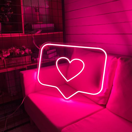 Discover Heart Neon Sign, Love Heart Neon Sign, Love Sign, Minimalist LED Neon Heart Light, Bedroom Neon Light, Love Art Neon Sign,Wedding Gift