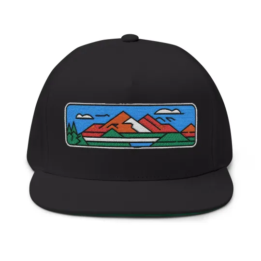 Discover Mount Sneffels Colorado Flat Bill Hat Outdoor Adventure Embroidered Cap
