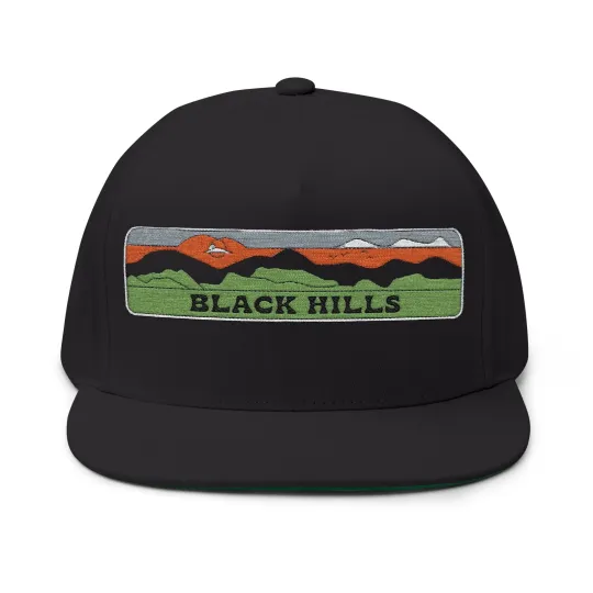Discover Black Hills Flat Bill Hat Outdoor Adventure Cap Adjustable Fit Embroidered