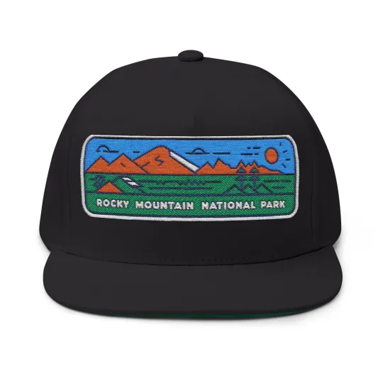 Discover Rocky Mountain National Park Flat Bill Hat Outdoor Adventure Gear