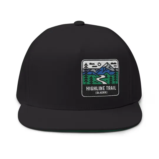 Discover Highline Trail Glacier Flat Bill Hat Outdoor Cap Adventure Gear Adjustable