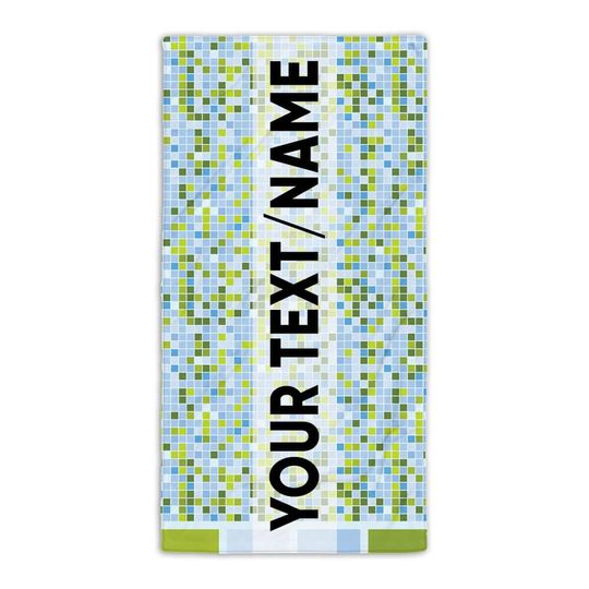 Discover Abstract Green and blue Squares Beach Towel Gift PatternWhite and Blue