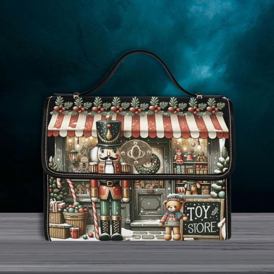 Discover Christmas Shop Satchel Bag, christmas bag, Nutcracker festive purse