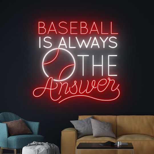 Discover Baseball Is Always The Answer Neon Light, Base Ball Led Sign, Base Ball Player Led Light, Baseball Ball Neon Sign,Sport Club Room Wall Decor