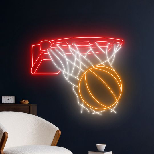 Discover Basketball Hoop Neon Sign, Basketball Ball Neon Light, Basketball Player LED Sign, Basket Ball LED Light, Sport Fan Club Room Wall Decor