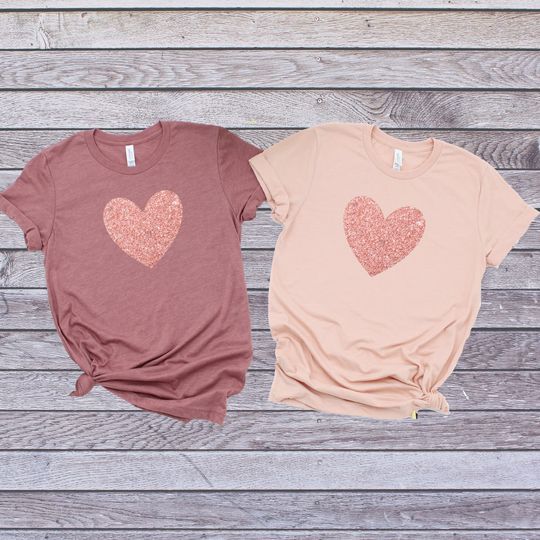Discover Glitter valentine heart shirt, valentines tees, women valentine's heart shirt, Valentine's gift for her