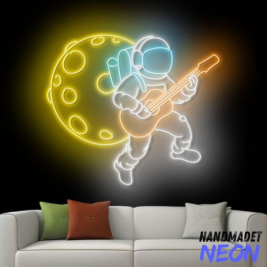 Discover Astronaut Playing Guitar Neon Sign, Spaceman Led Sign, Guitar Led Light, Astronaut Planet Wall Art Light, Spaceman Home Wall Decor
