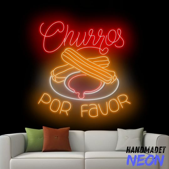 Discover Churros Por Favor Neon Sign, Churros Led Sign, Spain Churros Led Light, Churros Neon Light, Spanish Food Wall Art, Bakery Store Wall Decor