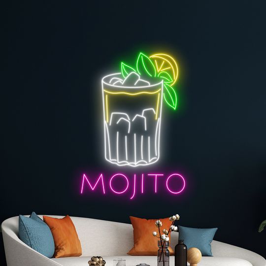 Discover Mojito Cocktail Led Sign, Mojito Cocktail Neon Sign, Mojito Led Light, Mint To Be Mojito Neon Light, Wine Room Wall Decor, Club Neon Light