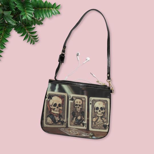 Discover Gothic Shoulder Bag with Skull Design, Unique Purse for Goth Girls