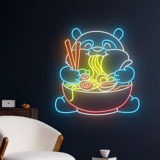 Discover Panda Eating Noodles Neon Sign, Panda Eating Ramen Led Sign, Japanese Noodle Led Sign, Ramen Neon Sign, Panda Bear Neon Sign Wall Room Decor